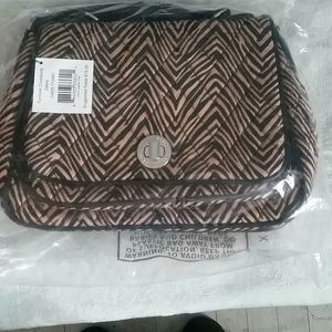 Turnlock crossbody zebra w/ faux leather trim